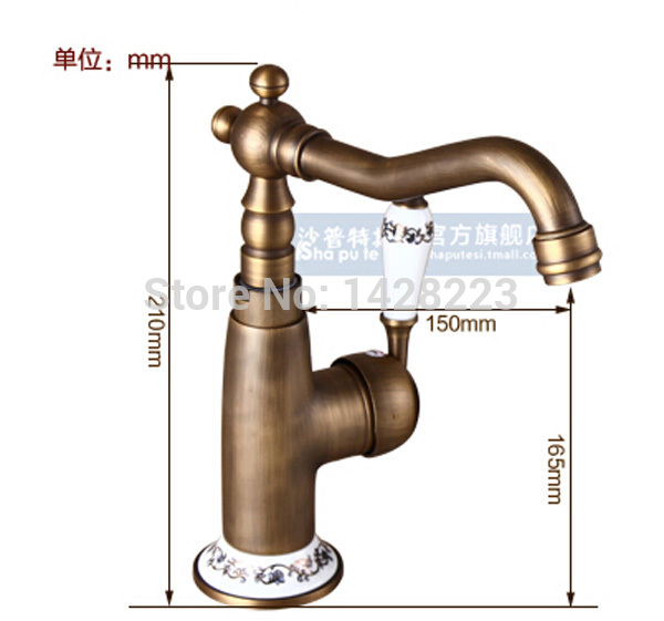 new arrive deck mounted single handle bathroom sink mixer faucet antique brass and cold water