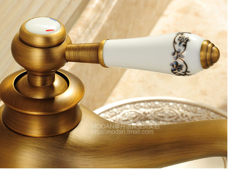 promotion brass antique basin vanity faucet single lever and cold mixer water taps deck mount