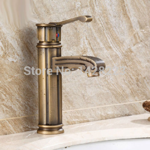 retro style single handle bathroom vessel sink mixer faucet deck mounted beautifull brass basin faucet
