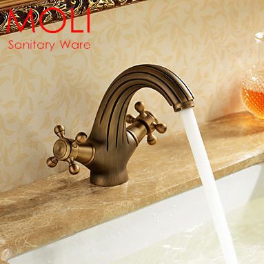 bathroom faucet antique bronze brass basin sink mixer tap double handle single hole