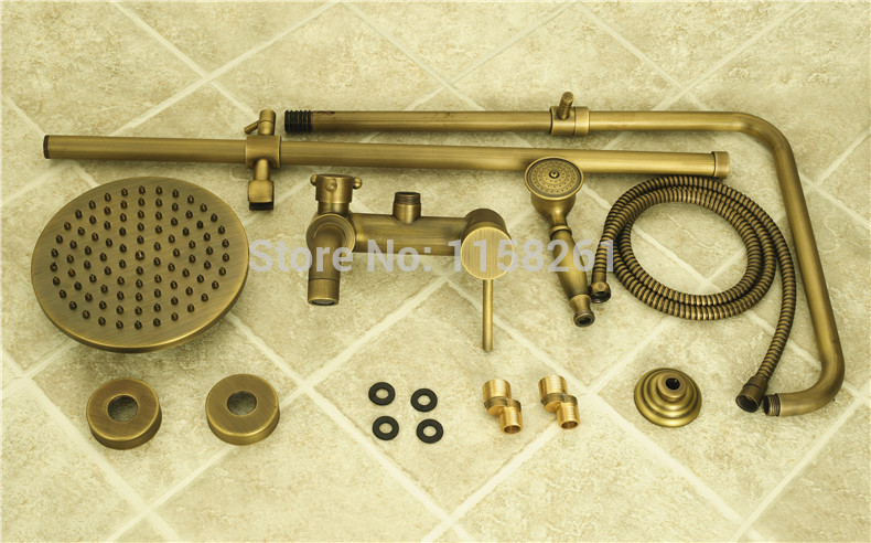 antique brass finish bathroom rainfall with spray shower durable solid brass construction faucet set shower power zly-6802