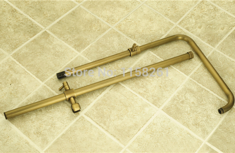 luxury new antique brass rainfall shower set faucet + tub mixer tap + handheld shower wall mounted wf-6821