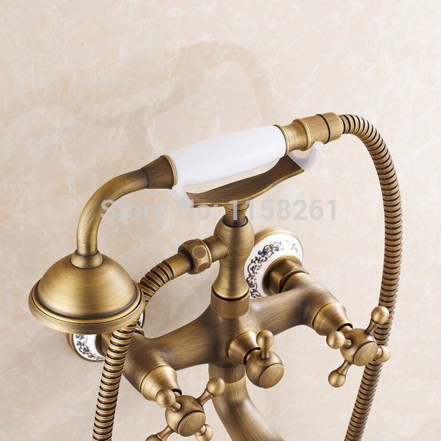 new arrival rain shower faucets with ceramic mixer tap antique brass bath shower faucet set bathtub faucet 6761af