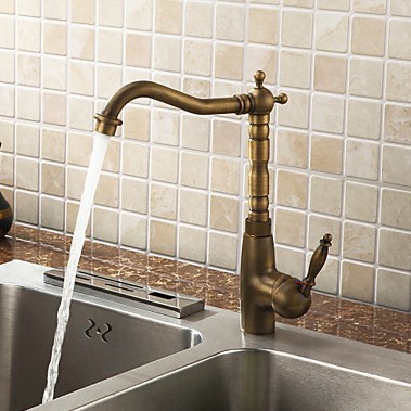 vintage antique brass kitchen faucet swivel spout sink mixer deck mounted cold and washbasin tap