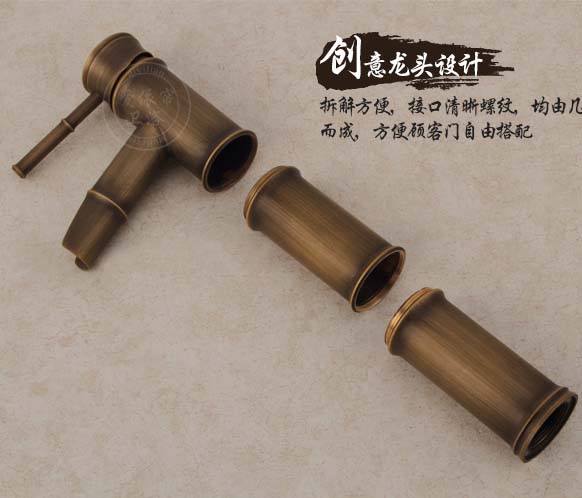 and cold water bamboo bathroom basin faucet