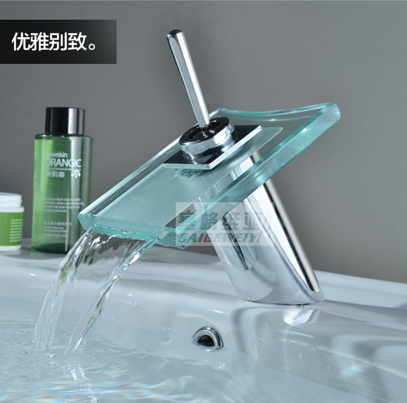and cold water bathroom handle waterfall faucet