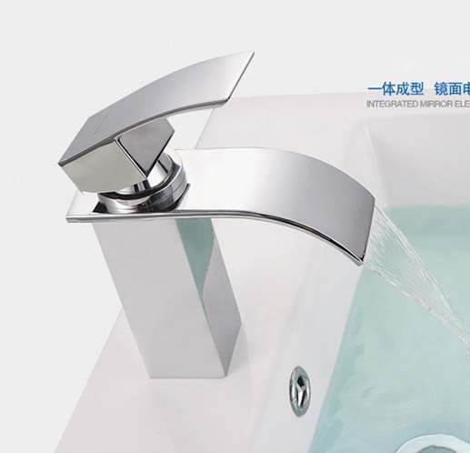 and cold water brass waterfall basin faucet