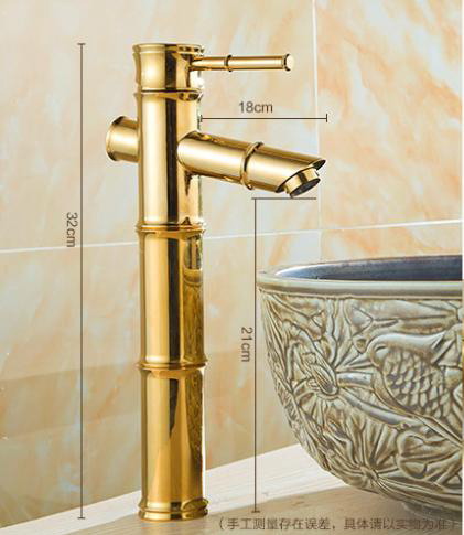 and cold water golden brass bamboo mixer faucet