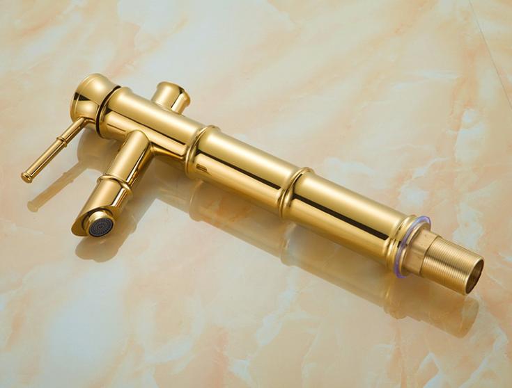 and cold water golden brass bamboo mixer faucet