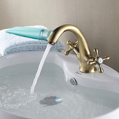 antique copper double handles water bathroom basin faucet tap, grifostorneira para de banheiro monocomando