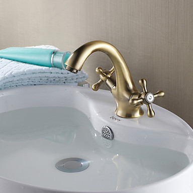 antique copper double handles water bathroom basin faucet tap, grifostorneira para de banheiro monocomando