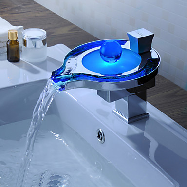 color changing led waterfall tap for bathroom sink faucet ,torneira para de banheiro