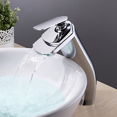 contemporary brass water waterfall bathroom sink basin faucet tap , torneira para de banheiro monocomando