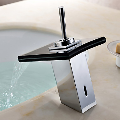 contemporary waterfall bathroom sink faucet with glass spout,torneira para de banheiro modocomando