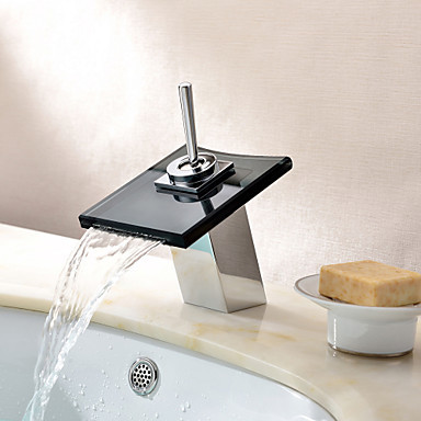 contemporary waterfall bathroom sink faucet with glass spout,torneira para de banheiro modocomando