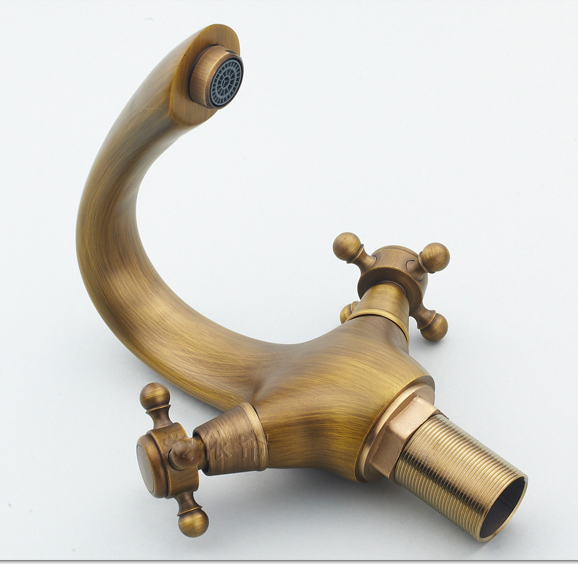 deck mounted dual handle classic basin faucet