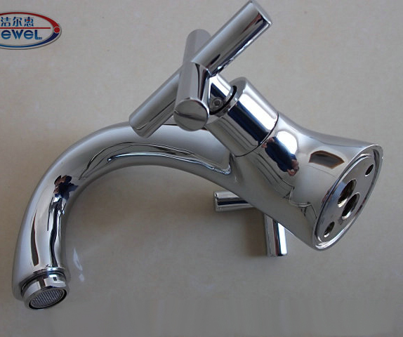dual handle bathroom basin faucet, and cold water chrome finish brass body