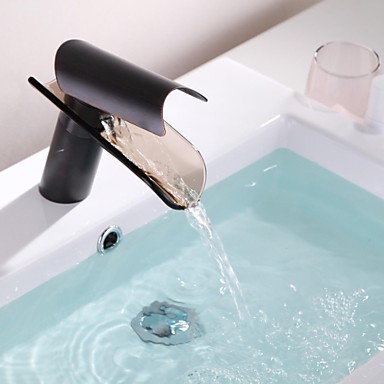 oil rubbed bronze glass waterfall bathroom sink basin faucet tap ,torneira para de banheiro modocomando