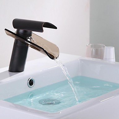 oil rubbed bronze glass waterfall bathroom sink basin faucet tap ,torneira para de banheiro modocomando