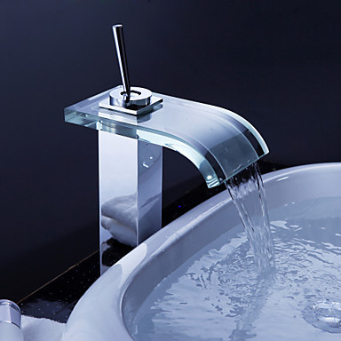 robinet glass contemporary waterfall bathroom sink faucet tap chrome finish ,torneira para de banheiro modocomando