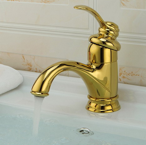 single handle cold water golden bathroom basin faucet