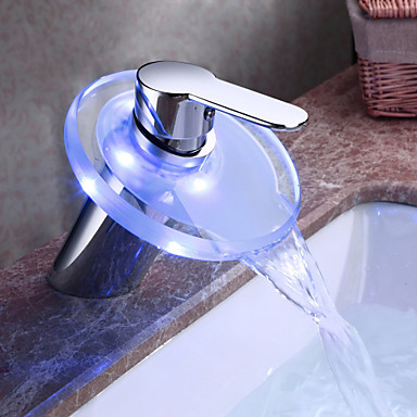 single handle color changing led water tap bathroom sink faucets with glass spout ,torneiras para de banheiro