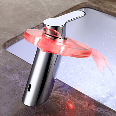 single handle color changing led water tap bathroom sink faucets with glass spout ,torneiras para de banheiro