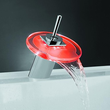single handle temperature sensor led waterfall bathroom basin sink faucet tap ,torneira para de banheiro