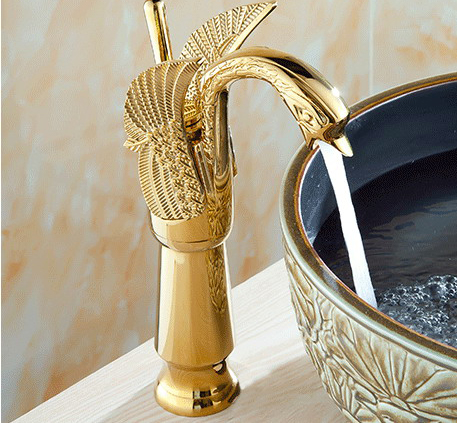 tall bathroom golden goose faucet