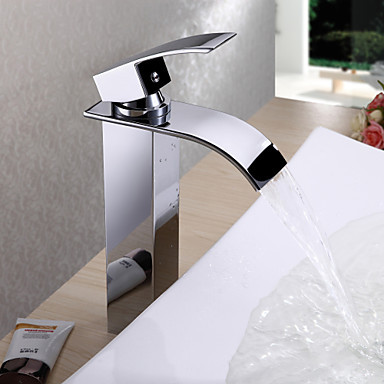 waterfall bathroom sink faucet tap contemporary design brass finish ,torneira para de banheiro modocomando