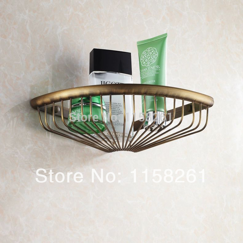 bath wall mounted antique brass bathroom soap basket bath shower shelf triangle basket holder building material hj-101f