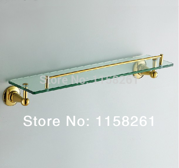 bathroom accessories solid brass golden finish with tempered glass,single glass shelf bathroom shelf st-3198a