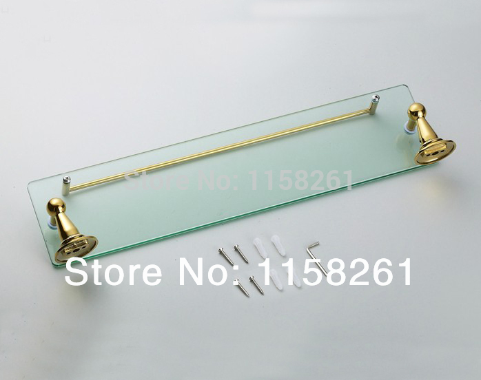 bathroom accessories solid brass golden finish with tempered glass,single glass shelf bathroom shelf st-3198a