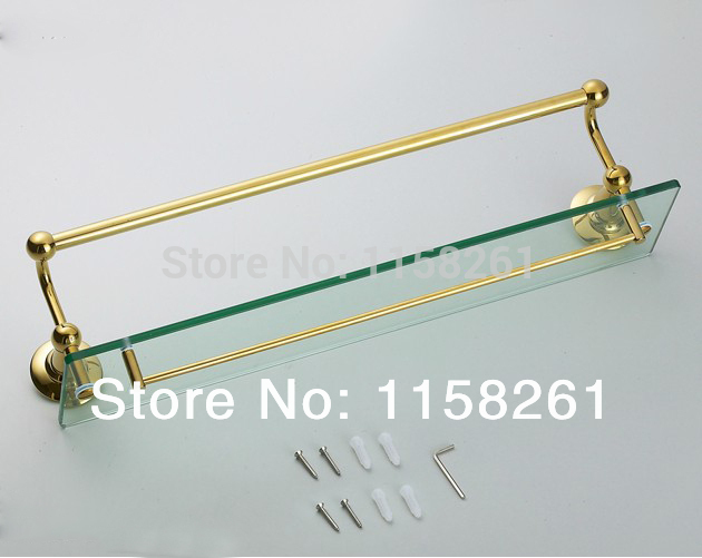 bathroom accessories solid brass golden finish with tempered glass,single glass shelf bathroom shelf st-3198b