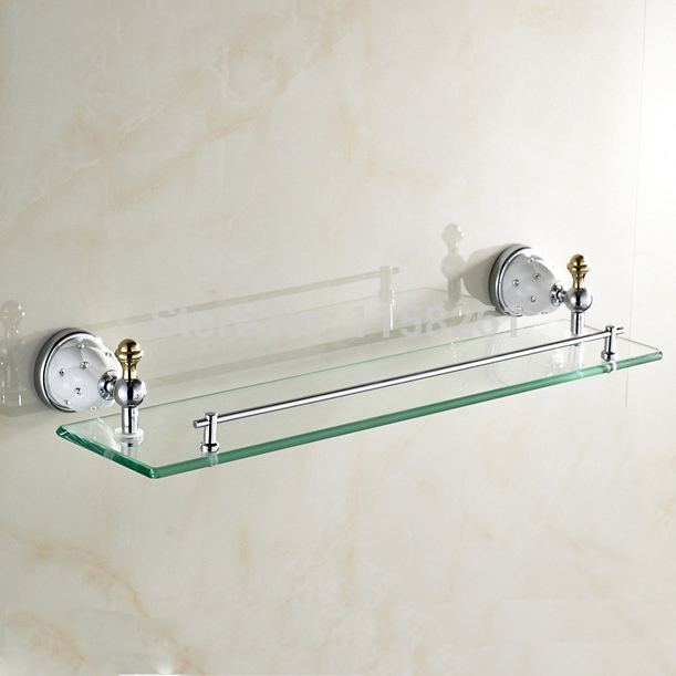 bathroom shelf bathroom accessories solid brass chrome finish with tempered glass,single glass shelf 5113