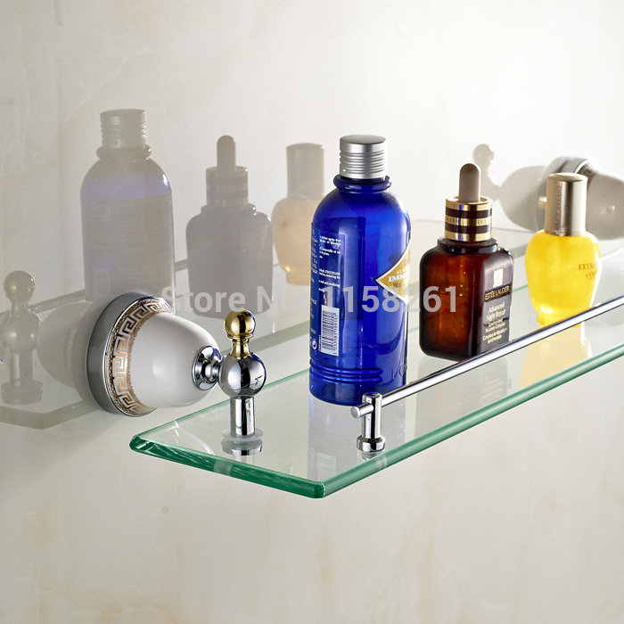 bathroom shelf bathroom accessories solid brass chrome finish with tempered glass,single glass shelf 5513