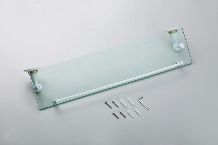 bathroom shelf,single glass shelf,solid brass base+white painted finish,glass shelf,bathroom products,st-3598a