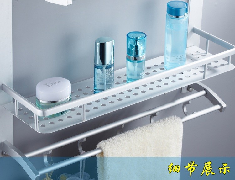 movable bathroom shower shelf bathroom shelf convenient rack with hook accessories space aluminum stainless steel thicken 7840