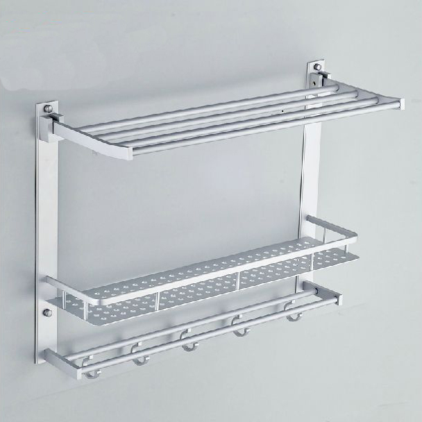 movable bathroom shower shelf bathroom shelf convenient rack with hook accessories space aluminum stainless steel thicken 7842