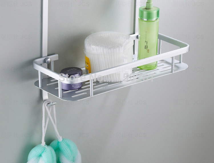 two layer bathroom rack space aluminum towel washing shower basket bar shelf /bathroom accessories 2518