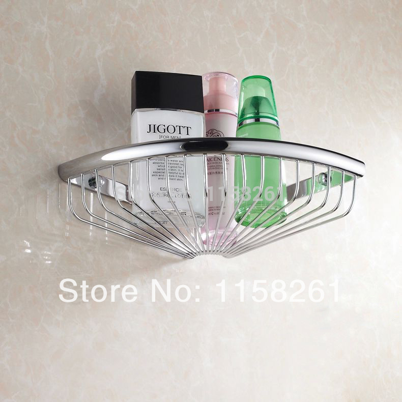 wall mounted chrome brass bathroom soap basket bath shower shelf triangle basket holder building material hj-101l