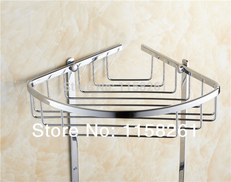 wall mounted chrome brass bathroom soap basket bath shower shelf triangle basket holder usefull bath shelf kh-1074