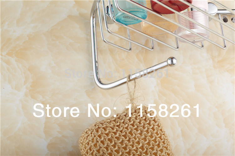 wall mounted chrome finish new brass bathroom shower shelf triangle basket holder accessories banheiro kh-1070