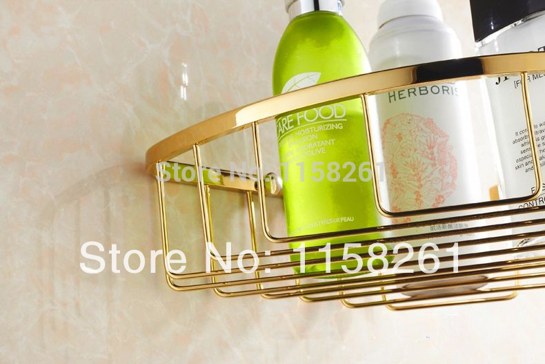 wall mounted golden brass bathroom soap basket bath shower shelf triangle basket holder building material hj-111k