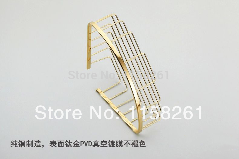 wall mounted golden brass bathroom soap basket bath shower shelf triangle basket holder building material hj-111k