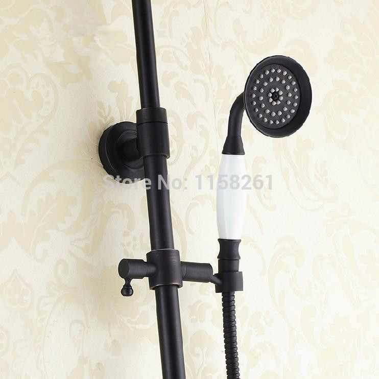 black antique brass bathroom bath&shower faucet set mixer tap w/ bar handheld spray sy-001r