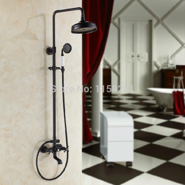 ! euro style oil rubbed bronze finish dual handle brass bath & shower faucet with slide bar with hand shower 004r