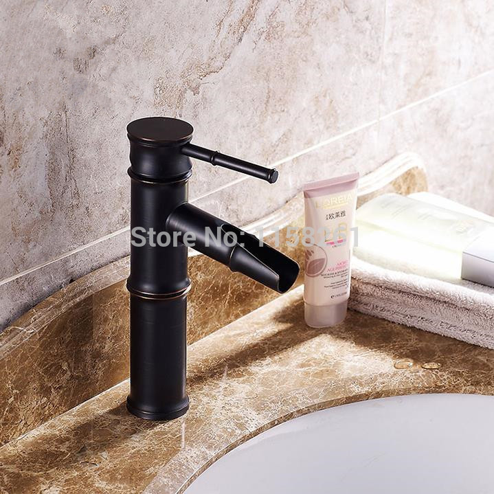 deck mounted bamboo shape basin sink faucet black bathroom mixer faucet sy-326r