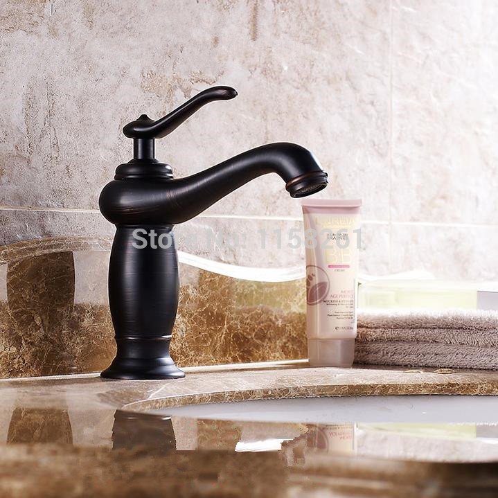 solid brass oil rubbed bronze bathroom sink basin faucet black mixer tap deck mounted sy-329r