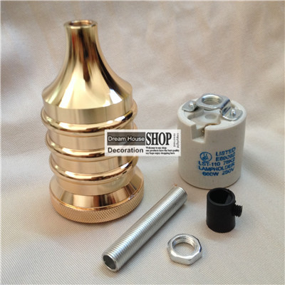 wholes price of 50pcs/lot industrial vintage pendant lamp holders gold color aluminum ceramic pendant lamp holders